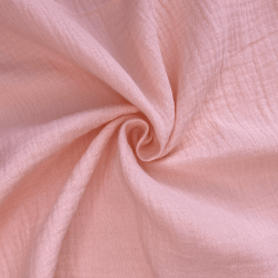 Ткань Муслин Жатый, цвет Нежно-Розовый (на отрез)  в Ишим